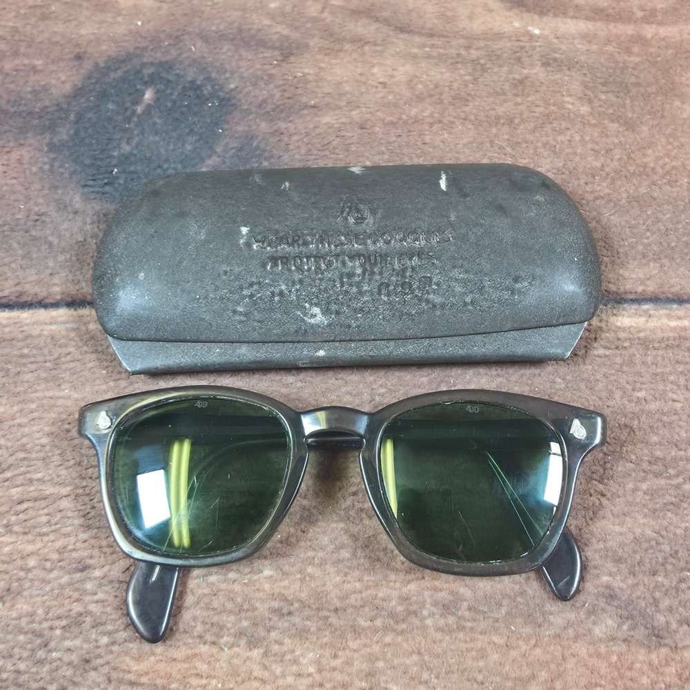 American Optical Safety Glasses Mens OS Gray Good Vintage Calobar Green Lens